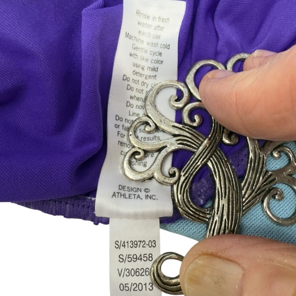 Athleta Shirrendipity Halter Swim Dress 1 Piece Swimsuit Ruched Purple Sz S 4-6 - Picture 15 of 16